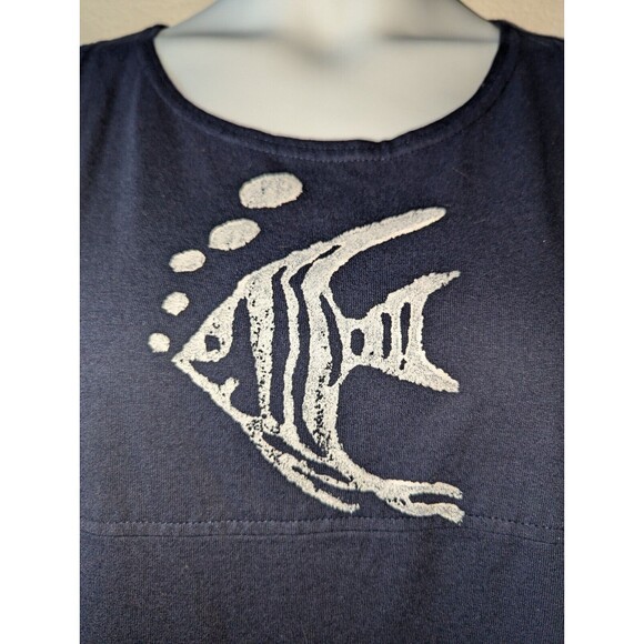 Vintage Copa Cabana Blue Fish Long Maxi T-Shirt Dress Size P Large Made in USA - Picture 5 of 7